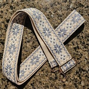 Floral Embroidered Crossbody Strap with Gold Hardware